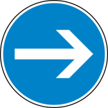 Verkehrszeichen 211 StVO, Vorgeschriebene Fahrtrichtung hier rechts