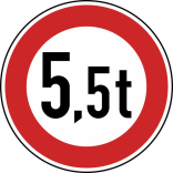 Verkehrszeichen 262 StVO, Verbot für Fahrzeuge über ... Masse Nr. 262