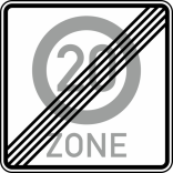 Verkehrszeichen 274.2-20 StVO, Ende einer Tempo 20-Zone