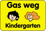 Kinderschild / Verkehrszeichen, Gas weg Kindergarten, 500 x 750 oder 650 x 1000 mm
