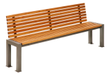 Sitzbank -Lumino- mit Rückenlehne, aus Stahl, Sitz- und Rückenfläche aus Robinien-Holz, mobil