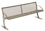 Sitzbank -Tongue- aus Stahl, optionale Sitz- und Rückenfläche aus Drahtgitter oder Robinien-Holz