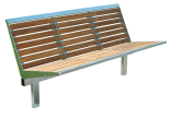 Sitzbank -Level- mit Rückenlehne, aus Edelstahl, Sitz- und Rückenfläche aus Robinien-Holz
