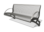 Sitzbank -Transform- mit Rückenlehne, aus Stahl, für Wetterschutzeinrichtungen, zum Anschrauben