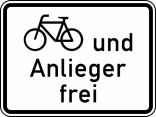 Verkehrszeichen 1020-12 StVO, Radverkehr und Anlieger frei