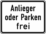Verkehrszeichen 1020-31 StVO, Anlieger oder Parken frei