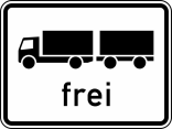 Verkehrszeichen 1024-13 StVO, Lastkraftwagen mit Anhänger frei
