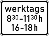 Verkehrszeichen 1042-32 StVO, Zeitliche Beschränkung werktags