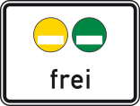 Verkehrszeichen 1031-51 StVO, Freistellung vom Verkehrsverbot nach § 40 Abs. 1 des Bundes-Immissionsschutzgesetzes. Gelbe und grüne Plakette frei