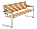 Sitzbank -Cosmo- mit Rückenlehne, aus Edelstahl, Sitz- und Rückenfläche aus Robinien-Holz, mobil