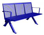 Sitzbank -Level- mit Rückenlehne, aus Stahl, Sitz- und Rückenfläche aus Drahtgitter, mobil