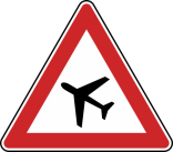 Verkehrszeichen 101-10 StVO, Flugbetrieb, Aufstellung rechts