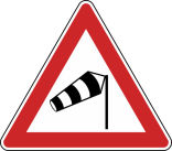Verkehrszeichen 117-10 StVO, Seitenwind von rechts