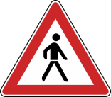 Verkehrszeichen 133-20 StVO, Fußgänger (Aufstellung links)