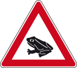 Verkehrszeichen 101-14 StVO, Amphibienwanderung, Aufstellung rechts