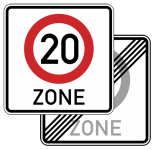 Verkehrszeichen 274.1-41 StVO, Tempo 20-Zone, doppelseitig