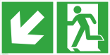 Rettungsschild Notausgang (links) mit Richtungspfeil links abwärts, langnachleuchtend