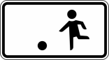 Verkehrszeichen 1010-10 StVO, Kinderspielen auf der Fahrbahn und dem Seitenstreifen erlaubt