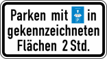 Verkehrszeichen 1040-33 StVO, Parken mit Parkscheibe in gekennzeichneten Flächen