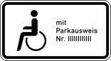 Verkehrszeichen 1044-11 StVO, Nur Schwerbehinderte mit außergewöhnlicher Gehbehinderung und Sehbehinderte mit Parkausweis Nr.