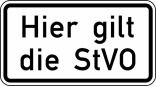Verkehrszeichen 2803 StVO, Hier gilt die StVO
