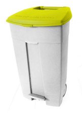 Modellbeispiel: Abfallbehälter -Pro 14- weißer Korpus mit gelbem Deckel (Art. 35671)