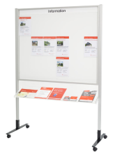 Anwendungsbeispiel: Standard-Tafel Modell L mit Ablage und Ständeranlage für mobile Ausstellung