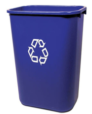 Modellbeispiel: Papierkorb -Square- Rubbermaid, 39 Liter, in blau, mit Recyclingsymbol (Art. 12177-01)