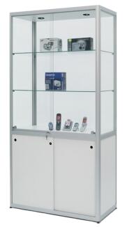 Stand-Vitrine 'FACTORY 500', mit Schiebetüren, Unterschrank und Beleuchtung, 1000 x 500 x 2000 mm