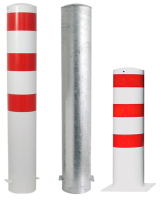 Stahlrohrpoller / Rammschutzpoller -Bollard- ø 193 mm, feststehend, wahlweise rot / weiß