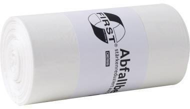 FIRST Müllbeutel 63x85 cm, 12μm, 70l, weiß, 9x40 St./Pack, Sternnahtboden, Folie