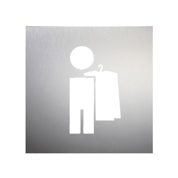 Türschild ′Phos′ aus Edelstahl, 160 x 160 mm, selbstklebend - Modellbeispiel: Garderobe Art. pk1407