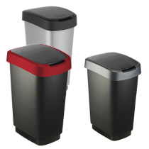 Abfallbehälter -Twist-, 25 oder 50 Liter aus Kunststoff, mit 2-Funktionen-Schwingdeckel