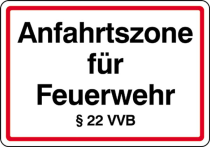 Anfahrtszone für Feuerwehr §22 VVB