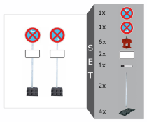 Haltverbotszonen-Set mobil -SIGN II-, inkl. Schilder, Schaftrohre u. 4 Fußplatten - nicht gem. TL