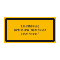 Laserkennzeichnung / Warnzusatzschild, Laserstrahlung, Nicht in den Strahl blicken, Laser Klasse 2