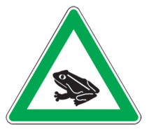 Natur- und Umweltschutzschild -Krötenwanderung-, mit Frosch-Piktogramm, dreieckig
