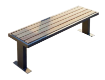 Sitzbank -Delion- aus Stahl, Sitzfläche aus Hartholz, wahlweise mit oder ohne Rückenlehne, zum Aufdübeln oder Einbetonieren