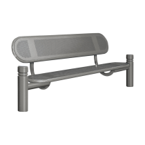Sitzbank -Trend- mit Rückenlehne, aus Stahl, Sitz- und Rückenfläche aus Stahllochblech