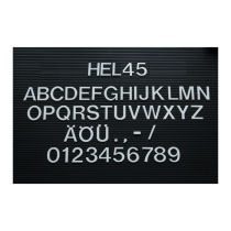 Steckbuchstaben -Hel- für Rillengummitafel, Höhe 45 mm, weiß, versch. Varianten