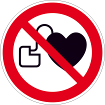 Verbotsschild, Kein Zutritt für Personen mit Herzschrittmachern oder implantierten Defibrillat...