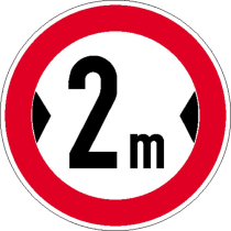 Verkehrsschild, Verbot für Fahrzeuge über eine bestimmte Breite (individuelle Breitenangabe)