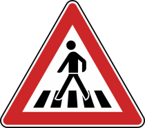 Verkehrszeichen 101-11 StVO, Fußgängerüberweg, Aufstellung rechts
