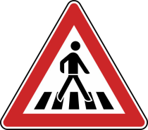 Verkehrszeichen 101-21 StVO, Fußgängerüberweg, Aufstellung links