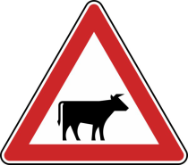 Verkehrszeichen 101-22 StVO, Viehtrieb, Aufstellung links