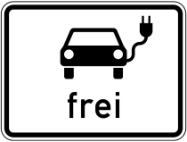 Verkehrszeichen 1024-20 StVO, Elektrisch betriebene Fahrzeuge frei