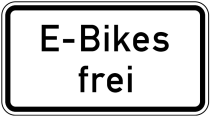 Verkehrszeichen 1026-63 StVO, E-Bikes frei