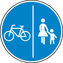 Verkehrszeichen 241-30 StVO, Getrennter Rad- und Gehweg, Radweg links