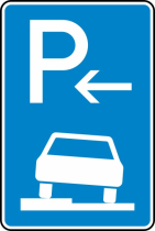 Verkehrszeichen 315-52 StVO, Parken halb auf Gehwegen in Fahrtrichtung links (Ende)
