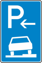 Verkehrszeichen 315-56 StVO, Parken auf Gehwegen halb in Fahrtr. rechts (Anfang)
